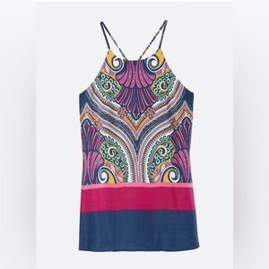 Multicolor Patterned Women's Racerback Tank Top by Reneec in size Small